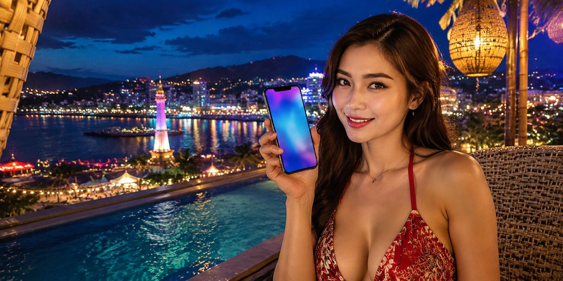 Pengguna menikmati permainan kasino digital via aplikasi di festival