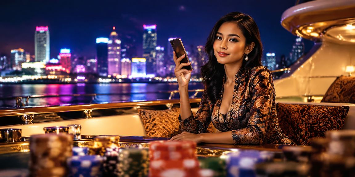 Permainan kartu dengan efek neon elegan di casino online