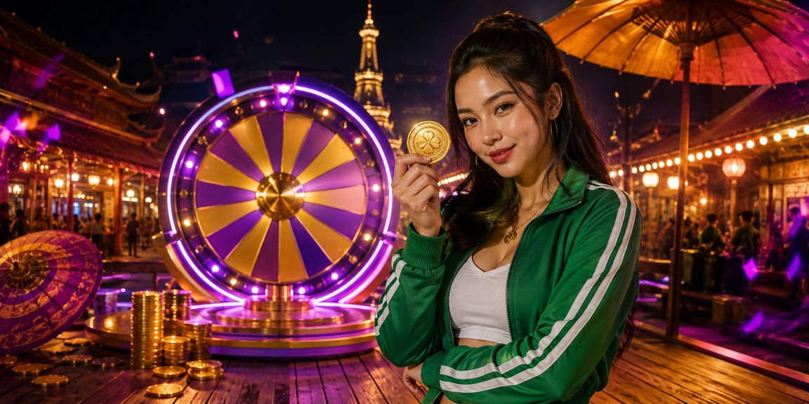 Undian berhadiah lucky draw di pasar malam festival Indonesia yang ramai